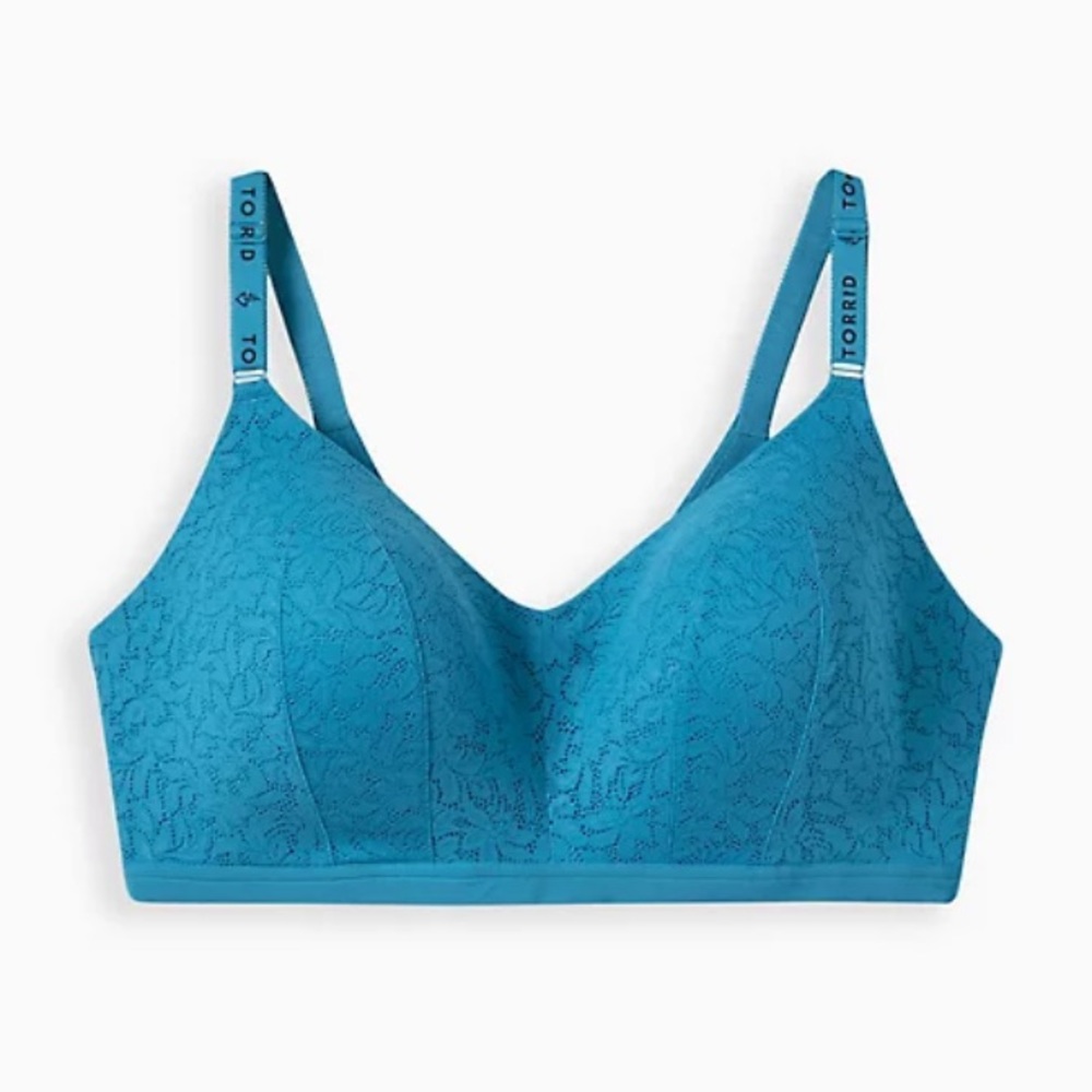 Teal Longline Wire Free Lightly Line Lace Logo Bra with 360° Back Smoothing